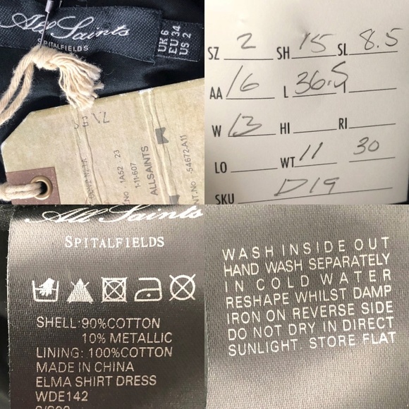 NEW AllSaints Elma Pleated Black Stripe Shirtdress - Picture 8 of 8